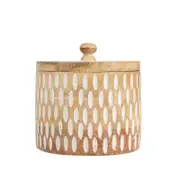 Willow & Silk Handmade 15cm Round Trinket/Jewellery/Storage Box w/Carving/Decor