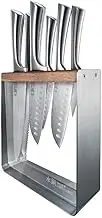 Baccarat Damashiro Kinzoku 7 Piece Knife Block - Includes 20cm Chefs Knife, 20cm Bread Knife, 14cm and 12.5cm Santoku, 12cm Utility Knife, and 9cm Pairing Knife