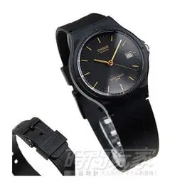MW-59-1EVDF 卡西歐 CASIO 指針錶 黑面 黑金配色 日期 黑色橡膠錶帶 35mm 男錶 女錶 MW-59-1E