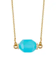 Liv Oliver 18K Plated 5.25 ct. tw. Chalcedony CZ Geometric Necklace