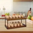 Wooden Egg Tray Large Capacity Double Tier for Tabletop Supermarket Fridge