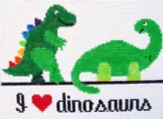 I Love Dinosaurs Hand Painted Needlepoint Canvas