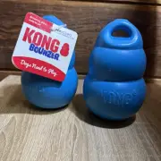 2 pc lot, KONG Bounzer Classic Shape Medium Tug Bounce & Fetch Dog Toy 6x4" Blue