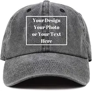 [ZMvise] Custom Your Picture Text Logo Unisex Vintage Washed Personalized Plain Adjustable Denim Hat Baseball Cap