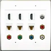 Wall Plate Custom Jacks with 3 x HD 3 x CAT6 5 x RCA 1 x Coax