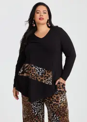 [TS] Taking Shape Animal Instinct Natural Tunic Size 26 in Black / Leopard, Viscose - Plus Size Women's Clothing Black / Leopard