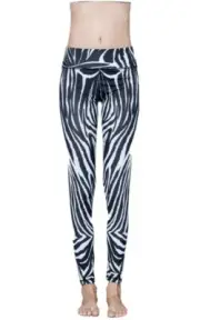 Hong Di Hao Sz L Pant Hi-Rise Legging Zebra Print Veins Stretch