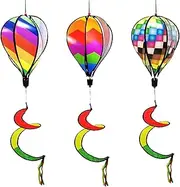Wind Spinner | Rainbow Pinwheels Whirligigs,3X Hot Air Balloon Whirlygig Pinwheels Windmills Hangable Decorations for Patio Lawn Yard Outdoor