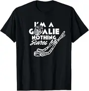[X.Style] I'm A Goalie Nothing Scares Me Team Player Ice Hockey Puck ds140 T-Shirt (S) Black