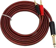 Mellisso 2X 1/4 to Banana Plug,6.35mm Phono to Banana Plug Speaker Audio Cable,Gold-Plated 1/4 Male to Dual Banana(1.5M)