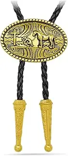 [RechicGu] Western Texas Longhorn Buffalo Steer Cow Skull Leather Rodeo Bolo Tie Necktie
