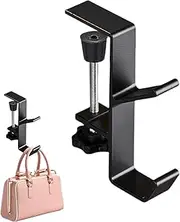 Desk Clamp Bag Hook,ClipOn Backpack Hook | Adjustable Arm Clamp, Portable Headset Hanger, Reduce Desktop Clutter for Table Under Counter