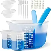 Large Silicone Resin Measuring Cups Tool Kit - Reusable 600ml & 100ml Measure Cup, Silicone Stir Sticks Pipettes, Easy to Use