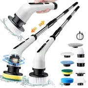 Electric Rotary Scrubber, Rechargeable Cleaning Brush, Shower Scrubber with 9 Brush Heads, for Tub Tile Floors Car