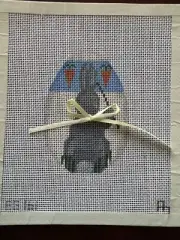 Hand Painted Canvas Grey Bunny Easter Egg by Associated Talents