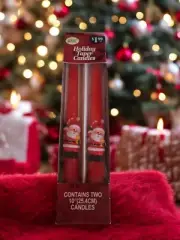 Vintage, Set of 2 10” Santa Clause Taper Red Candles in Original Packaging
