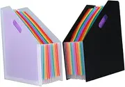 Generic 2pcs Accordion File Organizer Portable Document Storage Folder Stylish Accordion Folder for Home Office School and Travel Use