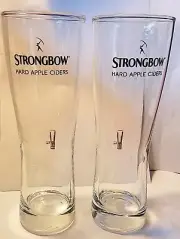 Lot of 2 Strongbow Hard Apple Ciders Pilsner Style Glasses Black Logo