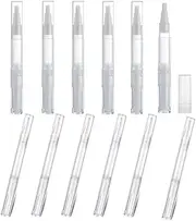 12Pcs Transparent Twist Pens,3 ml and 5 ml Transparent Twist Pens Empty Nail Oil Pen with Brush Tip,Lip Gloss Container Applicators Growth Liquid Tube for Homemade Nail Oil, Lip Gloss