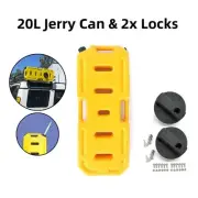 20L Yellow Heavy Duty Jerry Can Fuel Container & 2 Mounting Holder Lock Heavy Du