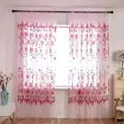 Peony Flower Tulle Curtains Decorative Articles Translucent for Room Door Window