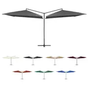 Parasol Double Outdoor Umbrella Garden Sunshade with Steel Pole Fabric vidaXL