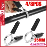 4/8Pcs 25mm Barbell Bar Clamp Spring Collar Clips Gym Weight Lift Dumbbell Lock