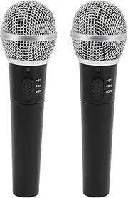 2Pcs Wireless Microphone, Dual Handheld Dynamic Mic System, Wireless Microphone Set with Receiver for Singing Speech Karaoke, One Key Connection
