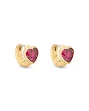 kate spade new york Keep Sparkling Stone Heart Huggie Hoop Earrings in Gold Tone OS
