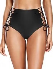 [HYTENSUN] Women's High Waisted Bikini Bottom Tummy Control Tie Side Swim Bottoms Bathing Suits Swimsuit Bottoms