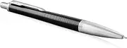 PARKER Urban Ballpoint Pen, Premium Ebony Metal Chiselled with Medium Point Blue Ink Refill (1931615)