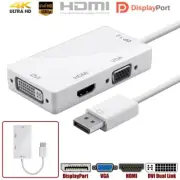 DisplayPort DP 1.2a to 4K HDMI DVI Dual Link VGA Passive Adapter Converter White