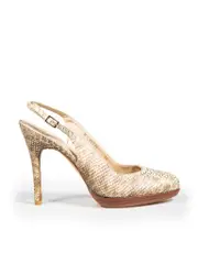 Gold Python Slingback Pumps