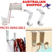 2 Pcs Over Door Hooks Hanger Holder Stainless Steel Cabinet Organizer Clothes
