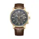 CITIZEN 原廠公司貨星辰 光動能三眼計時手錶 CA0843-11H 咖皮帶款