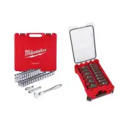 Milwaukee Ratchet/Socket Tool Set SAE/Metric + Impact Socket Set SAE (62-Piece)