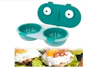 Microwave Oven Egg Poacher Double Cup Egg Bowl Cooker Steamer High Capacity 2 Cups Design Cookware Draining Eggs Basket Boiler BPA Free for Ovens Breakfast Cooking Kitchen Steamed Poached Egg