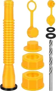 Glarks 9Pcs Gas Can Spout Replacement Gas Can Nozzle Kit Includes 8mm Drill bits, Rubber Gasket Vent caps Auxiliary Base Cap for Gal Gas Can Replacement
