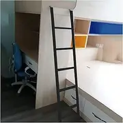 Camper RV Bunkhouse Ladder with Hooks, Kids Adults Floor-Style Twin Loft Bed Ladder, Iron Crawlspace Ladders for Grandchildren, Guests (Color : Black, Size : 59"/150cm/4.9ft Tall)