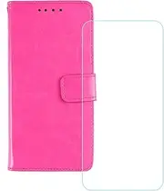 [LCEHTOGYE] Cover for Nokia XR21 + HD Tempered Glass,Shell PU BracketBumper Protective Back Case - Anti-Scratch Screen Protector for Nokia XR21-YSFM - RRed