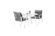 Livsip Outdoor Dining Set Rattan Chair Marble-style Table