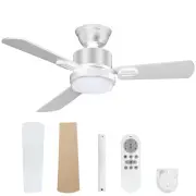 32" Ceiling Fans with Light and Remote, Energy Saving Super Quiet 6-Speed Cei...