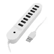 White Rectangle 8 Ports USB 2.0 Hub Splitter Adapter Cable Length 22 Inch