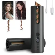 Auto Hair Curler Cordless Rechargeable LCD Display with 5 Temps-Black