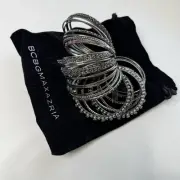 BCBG Maxazria Bracelet Set Black Metal Punk Rock Cuff Bangle