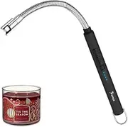 SUPRUS Candle Lighter, Rechargeable Electric Arc Lighter, Triple Safety Lighter, Stainless Steel Housing & Hanging Hook with 360° Flexible Neck (Black)