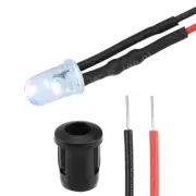 20Set DC 12V 5mm Pre Wired LED with Holder,Round Top Clear Len 8mm Panel Mount