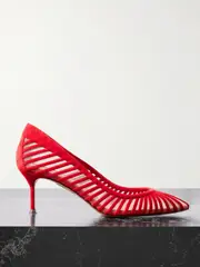 [Aquazzura] Aquazzura - Passions 65 Suede And Mesh Pumps - Red - IT38 IT 38 Red