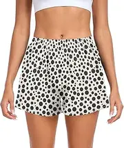 [FRODOTGV] Black Polka Dot Womens Athletic Shorts Elastic Waisted Running Shorts for Soccer Teenis Exercise Indoor S