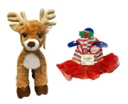 NWT Build a Bear Christmas Brown Reindeer Stuffed 16” Plush Toy w Outfit